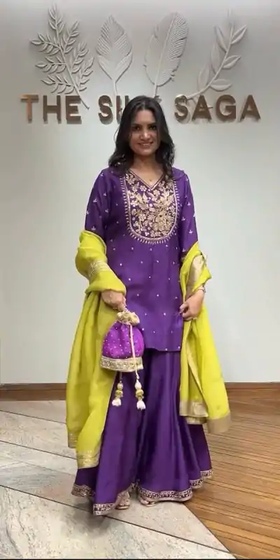 ZSR 3109 Purple Chinnon Silk With 5mm Embroidery Sequence Work Salwar Suit Casual, Wedding, Party, Festive, Events Etc.4-6 Working Days@ 1999/-only | Casual Suits, Jump Suits, Salwar suit, Creative suits, Designer Suits, Palazzo Suits, Party Wear Suits, Patiala Suits, Straight Suits