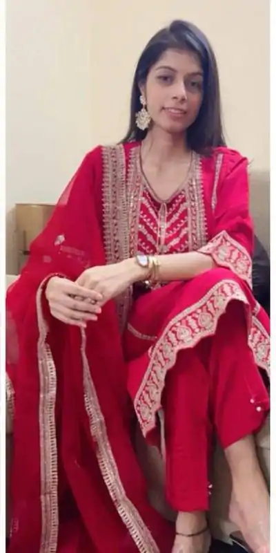  LG 1921 Red Chinnon Cording Sequences Embroidery Work Salwar Suit Casual, Wedding, Party, Festive, Events Etc.4-6 Working Days@ 2099/-only | Casual Suits, Jump Suits, Salwar suit, Creative suits, Designer Suits, Palazzo Suits, Party Wear Suits, Patiala Suits, Straight Suits