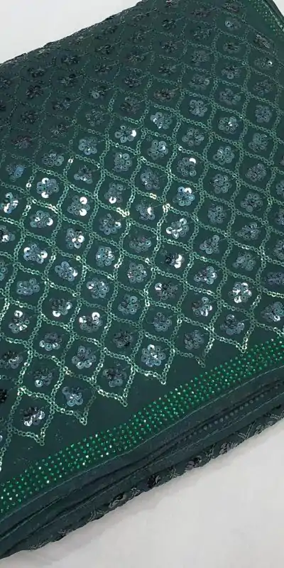 DF 3427 Green Color Georgette Dual Sequins 3MM & 5MM Embroidery Sequins Work Saree , Wedding, Festive, Events . Expected Delivery  4-6 Working Days @1799/- | Designer Sarees, Embroidered Sarees, Sarees, Bollywood Sarees, Creative Sarees, Ethnic Saree, Modern Digital sarees, Party Wear Sarees