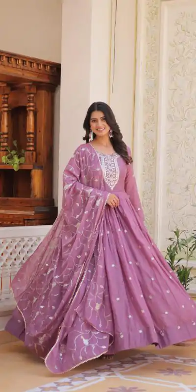 Ram 081 Light Purple Star Georgette Sequence Embroidery Work Anarkali Gown  Wedding Party, Festive, Events Etc.4-6 Working Days@2149/- only | Gowns, Bollywood Gowns, Creative Gowns, Designer Gowns, Embroidered Gowns, Party Wear Gowns, Straight Suits