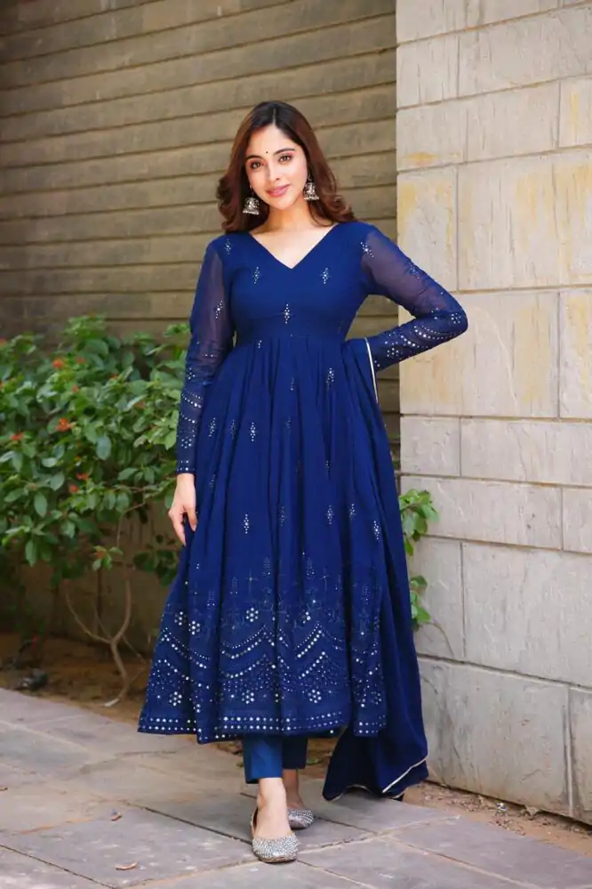 RTC 5551 Navy Blue Foix Georgette Thread With 9mm Sequence Salwar Suit Casual, Wedding, Party, Festive, Events Etc.4-6 Working Days@ 1999/-only | Casual Suits, Jump Suits, Salwar suit, Creative suits, Designer Suits, Palazzo Suits, Party Wear Suits, Patiala Suits, Straight Suits