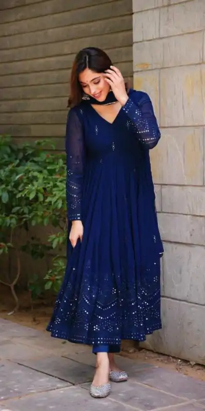 RTC 5551 Navy Blue Foix Georgette Thread With 9mm Sequence Salwar Suit Casual, Wedding, Party, Festive, Events Etc.4-6 Working Days@ 1999/-only | Casual Suits, Jump Suits, Salwar suit, Creative suits, Designer Suits, Palazzo Suits, Party Wear Suits, Patiala Suits, Straight Suits