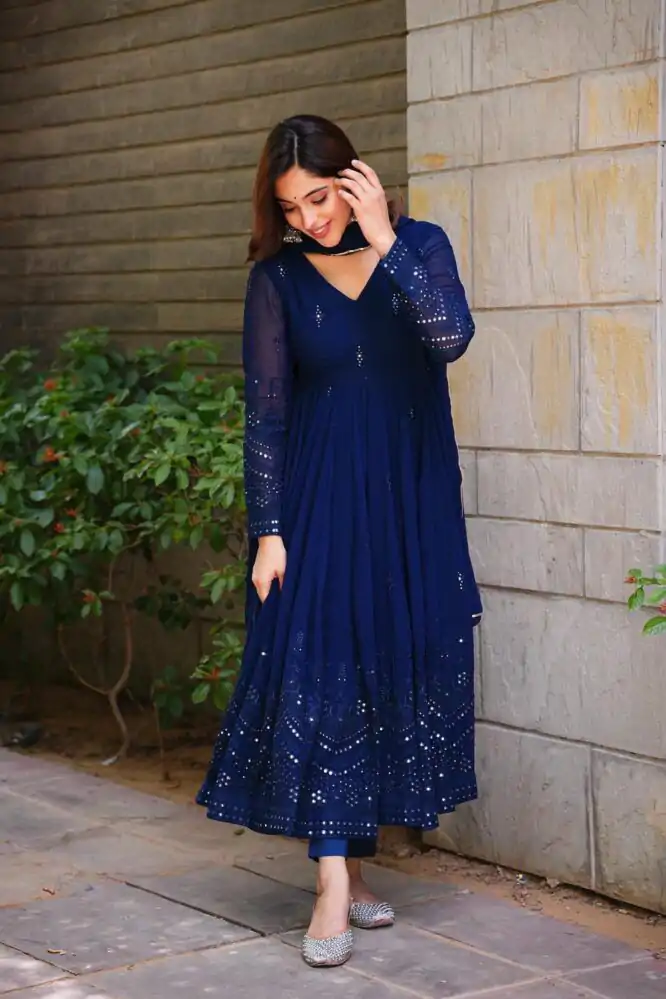 RTC 5551 Navy Blue Foix Georgette Thread With 9mm Sequence Salwar Suit Casual, Wedding, Party, Festive, Events Etc.4-6 Working Days@ 1999/-only | Casual Suits, Jump Suits, Salwar suit, Creative suits, Designer Suits, Palazzo Suits, Party Wear Suits, Patiala Suits, Straight Suits
