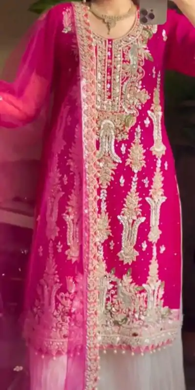  LG 1919 Pink Color Fox Georgette With Sequence Embroidery Work Pari Lace Salwar Suit , Wedding, Party, Festive, Events Etc.4-6 Working Days@ 1999/-only | Casual Suits, Jump Suits, Salwar suit, Creative suits, Designer Suits, Palazzo Suits, Party Wear Suits, Patiala Suits, Straight Suits