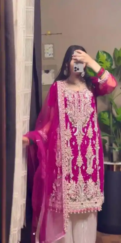  LG 1919 Pink Color Fox Georgette With Sequence Embroidery Work Pari Lace Salwar Suit , Wedding, Party, Festive, Events Etc.4-6 Working Days@ 1999/-only | Casual Suits, Jump Suits, Salwar suit, Creative suits, Designer Suits, Palazzo Suits, Party Wear Suits, Patiala Suits, Straight Suits