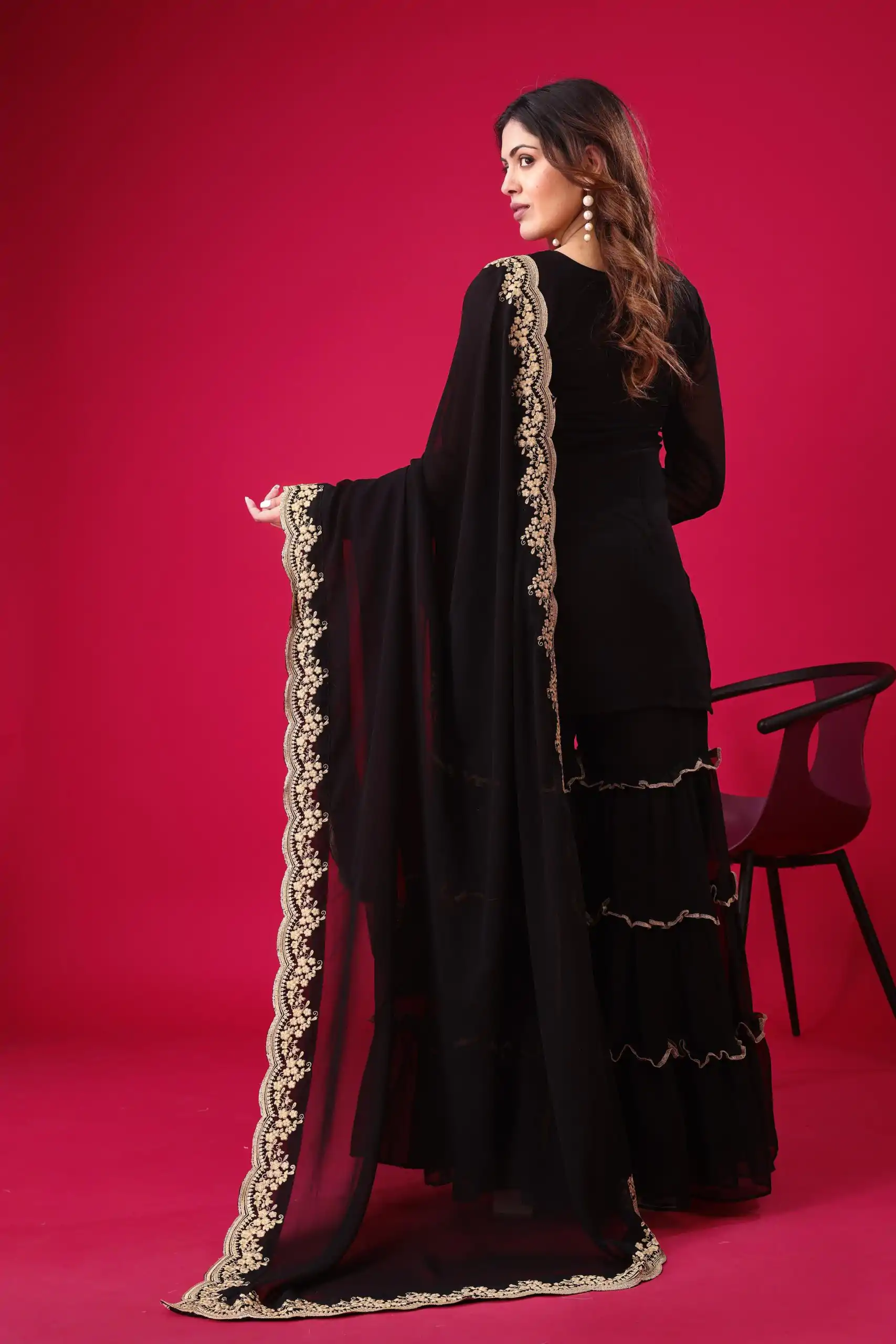 SRK 5236 Black Color Faux Georgette With Embroidery Sequence Work Salwar Suit , Wedding, Party, Festive, Events Etc.4-6 Working Days@ 2099/-only | Casual Suits, Jump Suits, Salwar suit, Creative suits, Designer Suits, Palazzo Suits, Party Wear Suits, Patiala Suits, Straight Suits