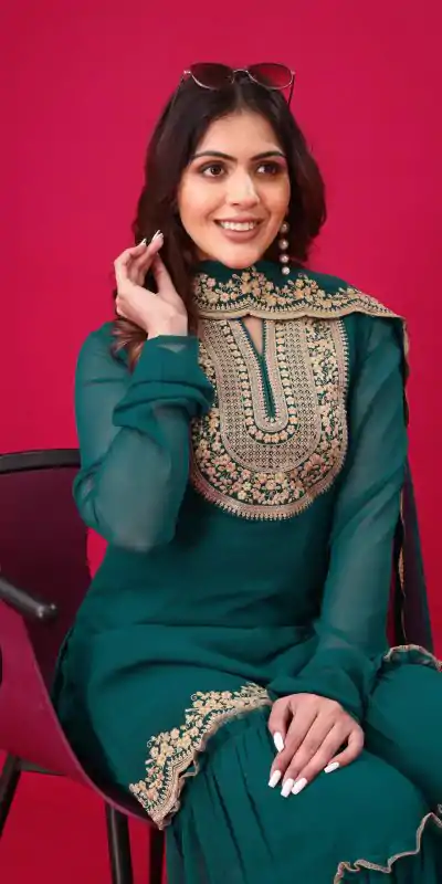 SRK 5236 Blue Color Faux Georgette Embroidery Sequence Work Salwar Suit , Wedding, Party, Festive, Events Etc.4-6 Working Days@ 2099/-only | Casual Suits, Jump Suits, Salwar suit, Creative suits, Designer Suits, Palazzo Suits, Party Wear Suits, Patiala Suits, Straight Suits