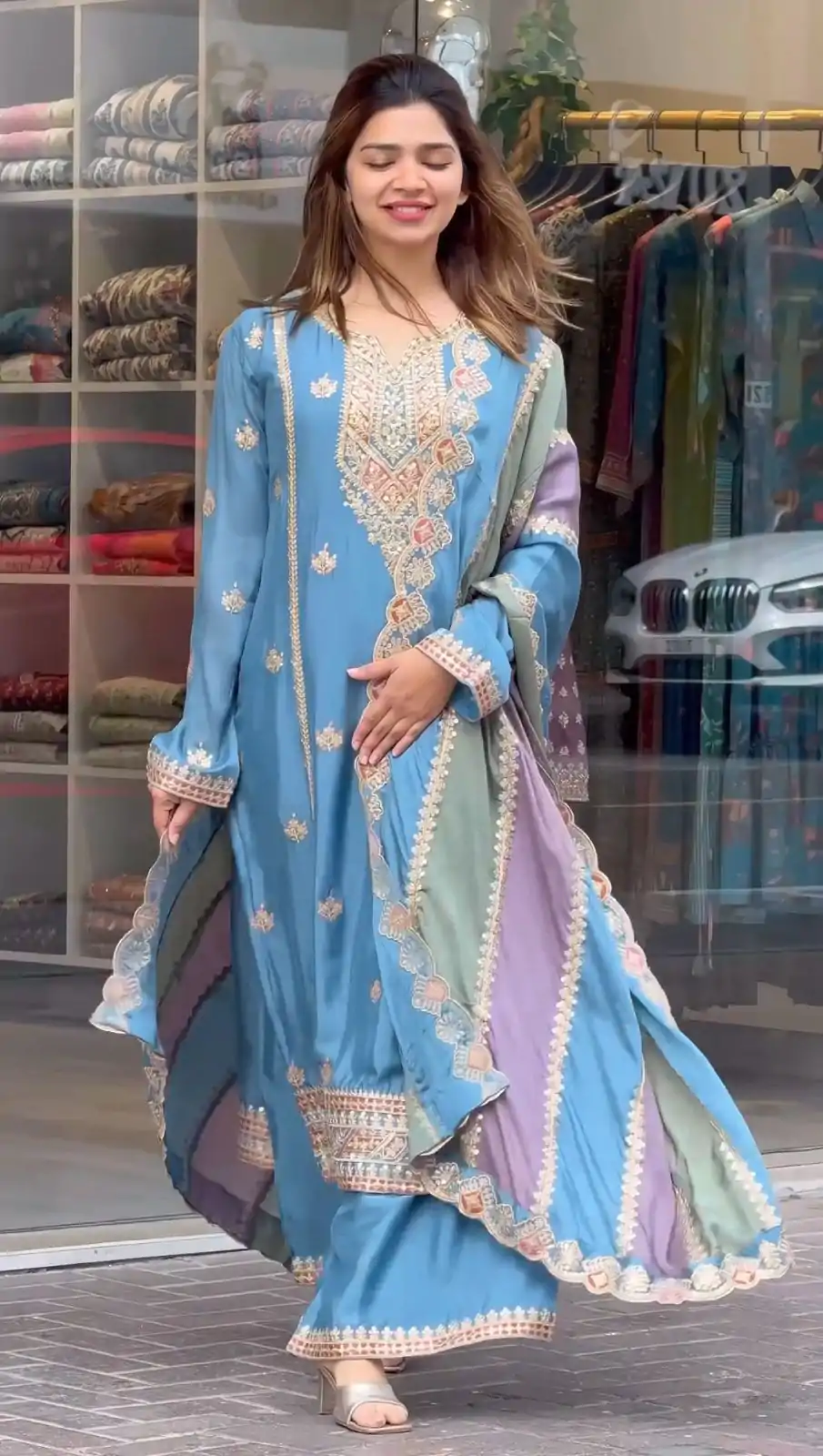 AD 145 Sky Blue Color Faux Georgette With Embroidery Sequence Work Salwar Suit Casual, Wedding, Party, Festive, Events Etc.4-6 Working Days@ 2099/-only | Casual Suits, Jump Suits, Salwar suit, Creative suits, Designer Suits, Palazzo Suits, Party Wear Suits, Patiala Suits, Straight Suits