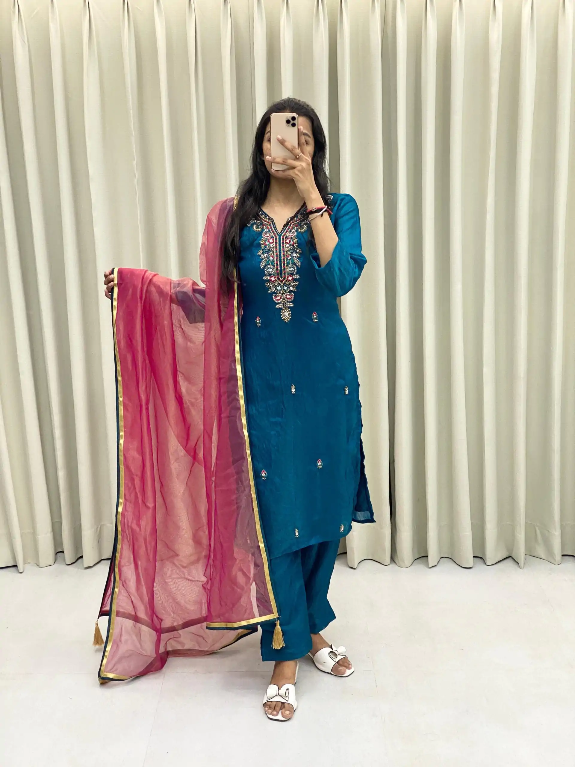  BE 301 Peacock Blue Color Fendi Silk Hand Work Salwar Suit Casual, Wedding, Party, Festive, Events Etc.4-6 Working Days@ 1799/-only | Casual Suits, Jump Suits, Salwar suit, Creative suits, Designer Suits, Palazzo Suits, Party Wear Suits, Patiala Suits, Straight Suits