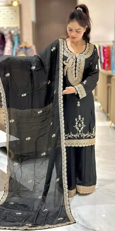NSR 840 Black Color Faux Georgette With Embroidery Sequence Work Salwar Suit Casual, Wedding, Party, Festive, Events Etc.4-6 Working Days@ 1999/-only | Casual Suits, Jump Suits, Salwar suit, Creative suits, Designer Suits, Palazzo Suits, Party Wear Suits, Patiala Suits, Straight Suits