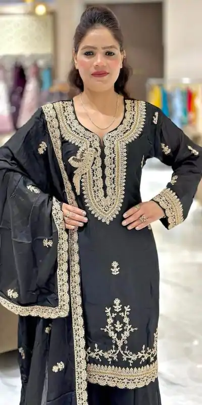 NSR 840 Black Color Faux Georgette With Embroidery Sequence Work Salwar Suit Casual, Wedding, Party, Festive, Events Etc.4-6 Working Days@ 1999/-only | Casual Suits, Jump Suits, Salwar suit, Creative suits, Designer Suits, Palazzo Suits, Party Wear Suits, Patiala Suits, Straight Suits