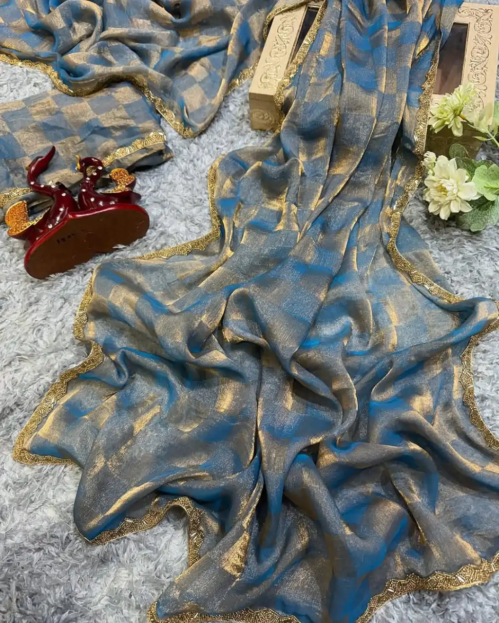 KF Arrival Blue Color Fendi Chiffon Pattern Hand Work Lace Saree Casual, Wedding, Festive, Events . Expected Delivery  4-6 Working Days @1999/- only                                                                                                                                             | Designer Sarees, Embroidered Sarees, Sarees, Bollywood Sarees, Creative Sarees, Ethnic Saree, Modern Digital sarees, Party Wear Sarees