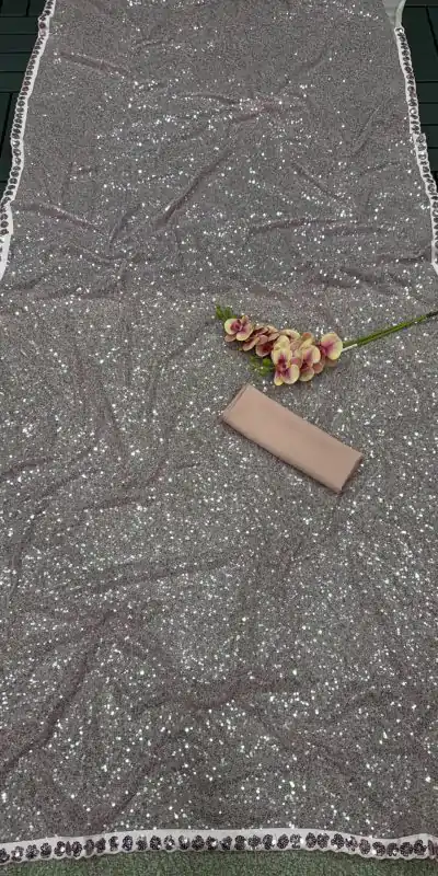 DF 3449 Grey Color Faux Georgette With 5mm 3mm Khichdi Sequence Embroidery Saree, Wedding, Festive, Events. Expected Delivery  4-6 Working Days @1899/ | Designer Sarees, Embroidered Sarees, Sarees, Bollywood Sarees, Creative Sarees, Ethnic Saree, Modern Digital sarees, Party Wear Sarees