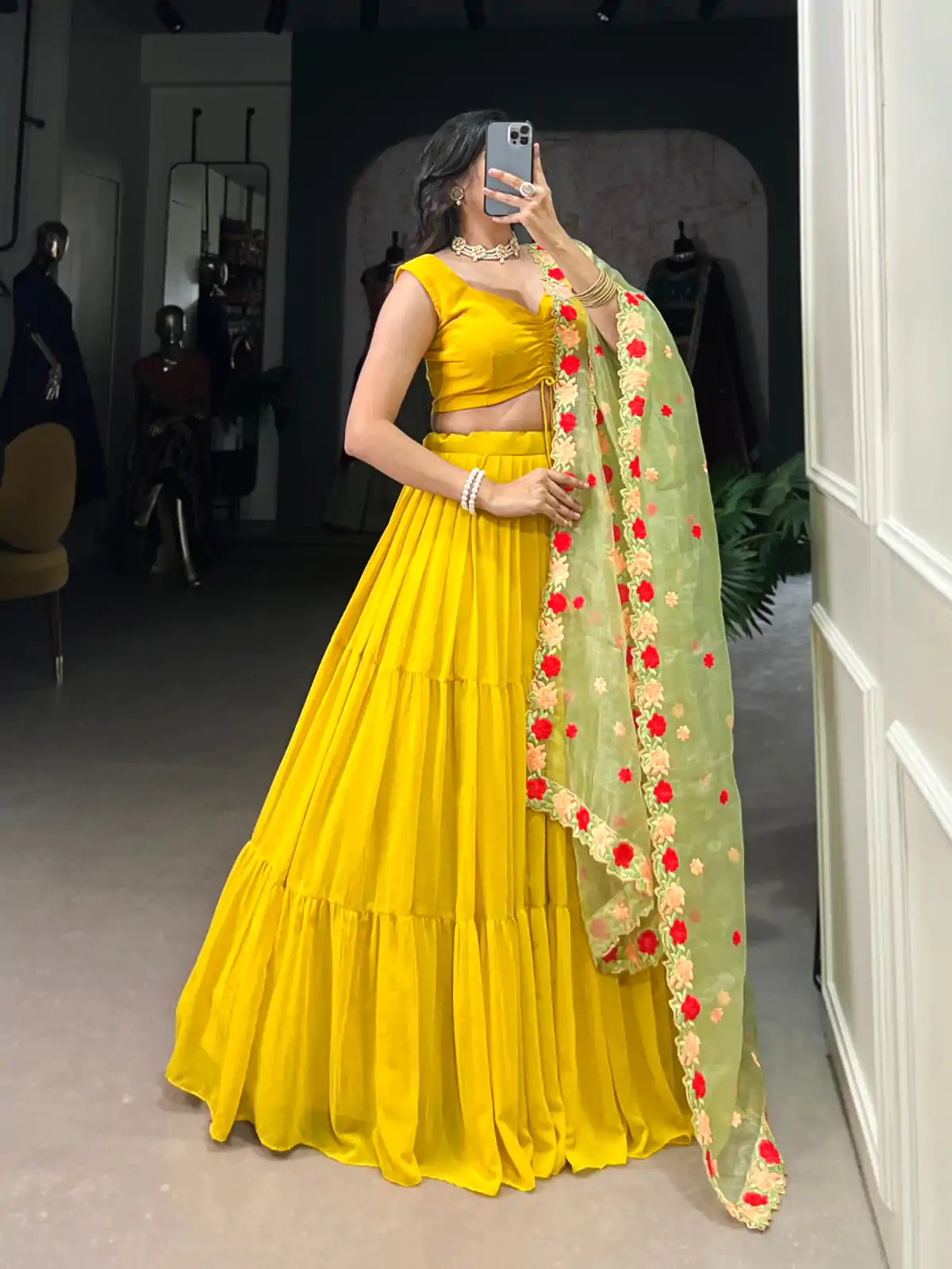 LNB 1348 Yellow Color Georgette Plain Lehenga Choli Wedding , Party , Festive , Ect @2149/- Only | Lehenga, Bollywood Lehenga, Creative Lehenga, Designer Lehenga, Embroidered Lehenga, Party Wear Lehenga