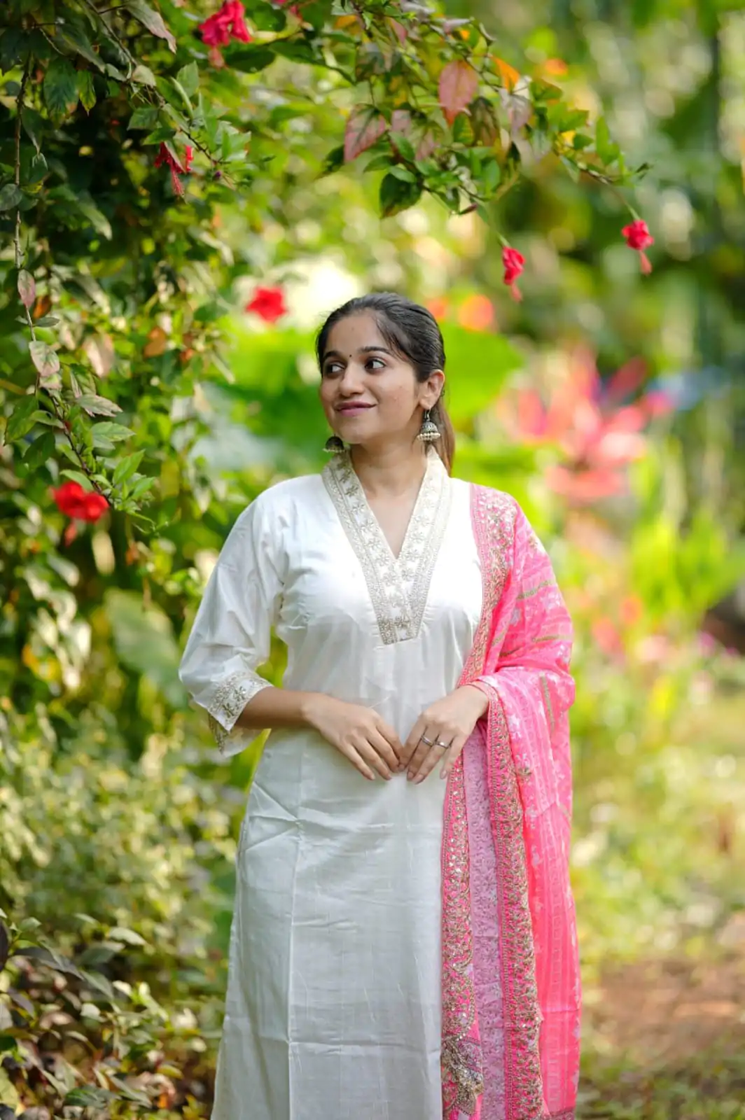 MF 726 Half White Color Roman Silk With Pink Dupatta Coding Work Salwar Suit Casual, Wedding, Party, Festive, Events Etc.4-6 Working Days@ 1699/-only | Casual Suits, Jump Suits, Salwar suit, Creative suits, Designer Suits, Palazzo Suits, Party Wear Suits, Patiala Suits, Straight Suits