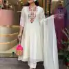 MF 748 White Color Chanderi Silk With Mirror Work Embroidery Salwar Suit Casual, Wedding, Party, Festive, Events Etc.4-6 Working Days@ 1599/-only | Casual Suits, Jump Suits, Salwar suit, Creative suits, Designer Suits, Palazzo Suits, Party Wear Suits, Patiala Suits, Straight Suits
