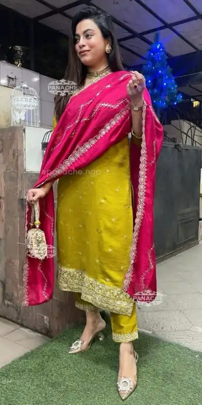 BE G82 Mahandi Chinon With Embroidery Work Salwar Suit Casual, Wedding, Party, Festive, Events Etc.4-6 Working Days@1849/-only | Casual Suits, Jump Suits, Salwar suit, Creative suits, Designer Suits, Palazzo Suits, Party Wear Suits, Patiala Suits, Straight Suits