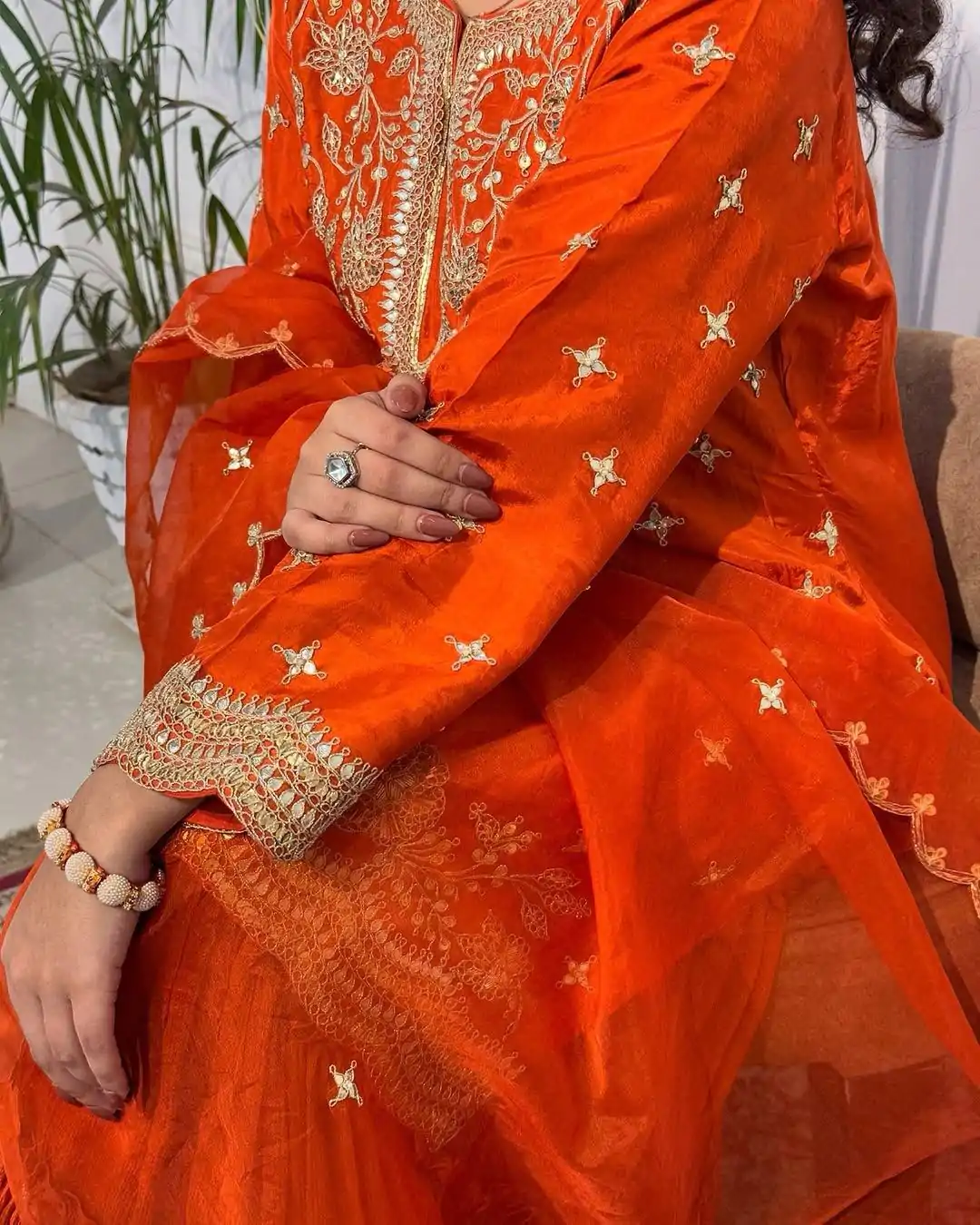 VLM 259 Orange Color Chinon Silk Embroidery Work Salwar Suit Casual, Wedding, Party, Festive, Events Etc.4-6 Working Days@ 2049/-only | Casual Suits, Jump Suits, Salwar suit, Creative suits, Designer Suits, Palazzo Suits, Party Wear Suits, Patiala Suits, Straight Suits
