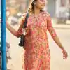 INLI Rashmika Peach Color Simmer Silk Office Wear Printed Kurti Casual, Wedding, Party, Festive, Events Etc. Expected Delivery 4-6 Working Days @1399/- | Kurti, Bollywood Kurti, Creative Kurtis, Designer Kurti, Party Wear Kurti, Selfie Kurti