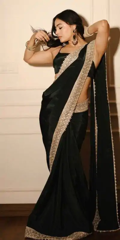 BT 409 Black Color Vi Chitra Silk Embroidery Sequence & Coadding Lace Border Saree , Wedding, Festive, Events . Expected Delivery 4-6 Working Days @1749/- | Designer Sarees, Embroidered Sarees, Sarees, Bollywood Sarees, Creative Sarees, Ethnic Saree, Modern Digital sarees, Party Wear Sarees