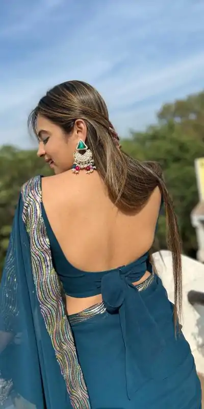 JR 579 Peacock Blue Color Georgette Sequence Work Lace With Peiping Saree Casual, Wedding, Festive, Events . Expected Delivery  4-6 Working Days @1649/- only                                                                                                                                             | Designer Sarees, Embroidered Sarees, Sarees, Bollywood Sarees, Creative Sarees, Ethnic Saree, Modern Digital sarees, Party Wear Sarees