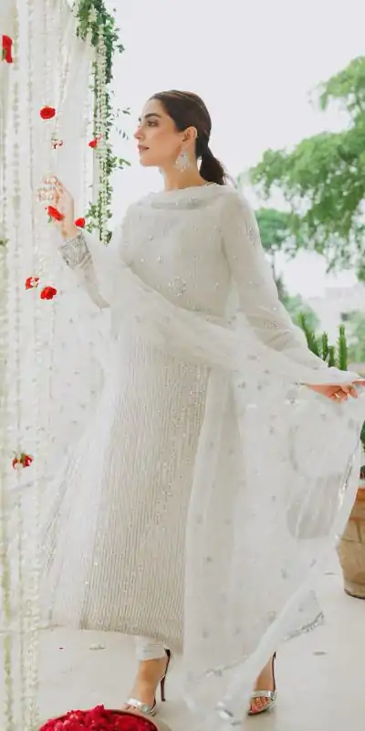 KF 1546 White Color Faux Georgette Embroidery Sequence Work Salwar Suit Casual, Wedding, Party, Festive, Events Etc.4-6 Working Days@ 1949/-only | Casual Suits, Jump Suits, Salwar suit, Creative suits, Designer Suits, Palazzo Suits, Party Wear Suits, Patiala Suits, Straight Suits