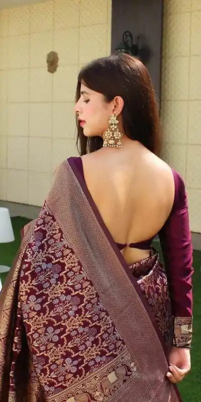  KP 3062 Wine Color Soft Lichi Silk Jacquard Work On All Over Saree Casual, Wedding, Festive, Events . Expected Delivery  4-6 Working Days @1499/- only                                                                                                                                             | Designer Sarees, Embroidered Sarees, Sarees, Bollywood Sarees, Creative Sarees, Ethnic Saree, Modern Digital sarees, Party Wear Sarees