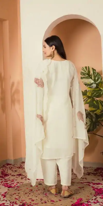 DC G87 Cream Color Fox georgette Embroidery Thread Sequence Salwar Suit Casual, Wedding, Party, Festive, Events Etc.4-6 Working Days@ 1849/-only | Casual Suits, Jump Suits, Salwar suit, Creative suits, Designer Suits, Palazzo Suits, Party Wear Suits, Patiala Suits, Straight Suits