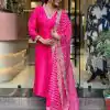 MF 746 Pink Color Chinon Silk Wide Digital Print Coding Work Lace Salwar Suit Casual, Wedding, Party, Festive, Events Etc.4-6 Working Days@ 1699/-only | Casual Suits, Jump Suits, Salwar suit, Creative suits, Designer Suits, Palazzo Suits, Party Wear Suits, Patiala Suits, Straight Suits