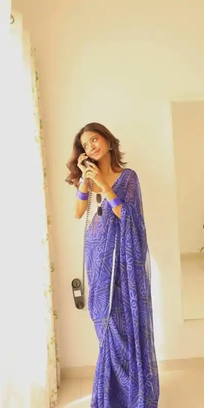 SC 410 Blue Color Soft Georgette Silk Bandhani Design Saree Casual, Wedding, Festive, Events . Expected Delivery  4-6 Working Days @1599/- only                                                                                                                                           | Designer Sarees, Embroidered Sarees, Sarees, Bollywood Sarees, Creative Sarees, Ethnic Saree, Modern Digital sarees, Party Wear Sarees