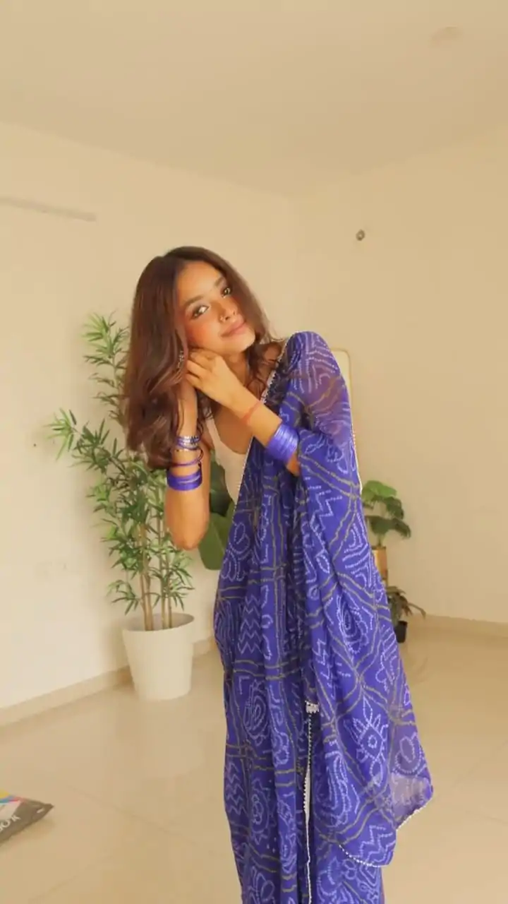 SC 410 Blue Color Soft Georgette Silk Bandhani Design Saree Casual, Wedding, Festive, Events . Expected Delivery  4-6 Working Days @1599/- only                                                                                                                                           | Designer Sarees, Embroidered Sarees, Sarees, Bollywood Sarees, Creative Sarees, Ethnic Saree, Modern Digital sarees, Party Wear Sarees