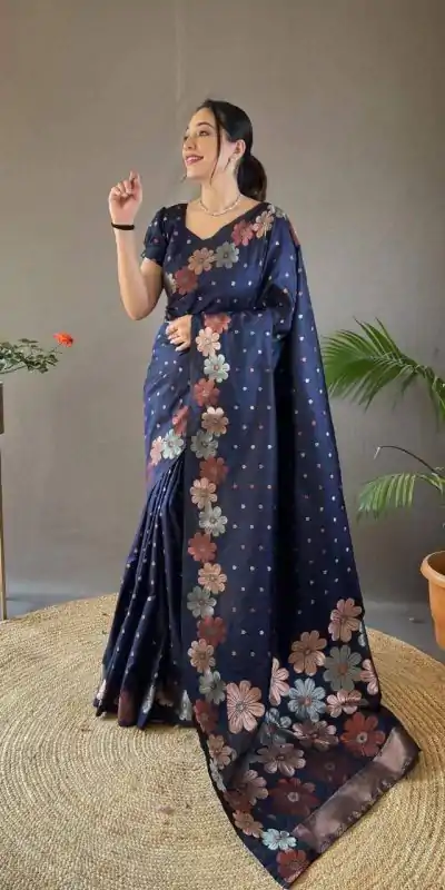 MS 482 Navy Blue Color Soft Litchi Silk Kubera Pattu Saree Casual, Wedding, Festive, Events . Expected Delivery  4-6 Working Days @1249/- only                                                                                                                                           | Designer Sarees, Embroidered Sarees, Sarees, Bollywood Sarees, Creative Sarees, Ethnic Saree, Modern Digital sarees, Party Wear Sarees