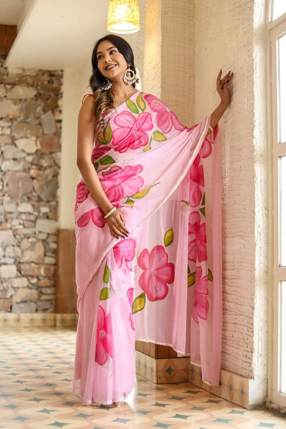 SC 409 Pink Color Pure Soft Georgette Silk All Over Saree Casual, Wedding, Festive, Events . Expected Delivery  4-6 Working Days @1599/- only                                                                                                                                           | Designer Sarees, Embroidered Sarees, Sarees, Bollywood Sarees, Creative Sarees, Ethnic Saree, Modern Digital sarees, Party Wear Sarees