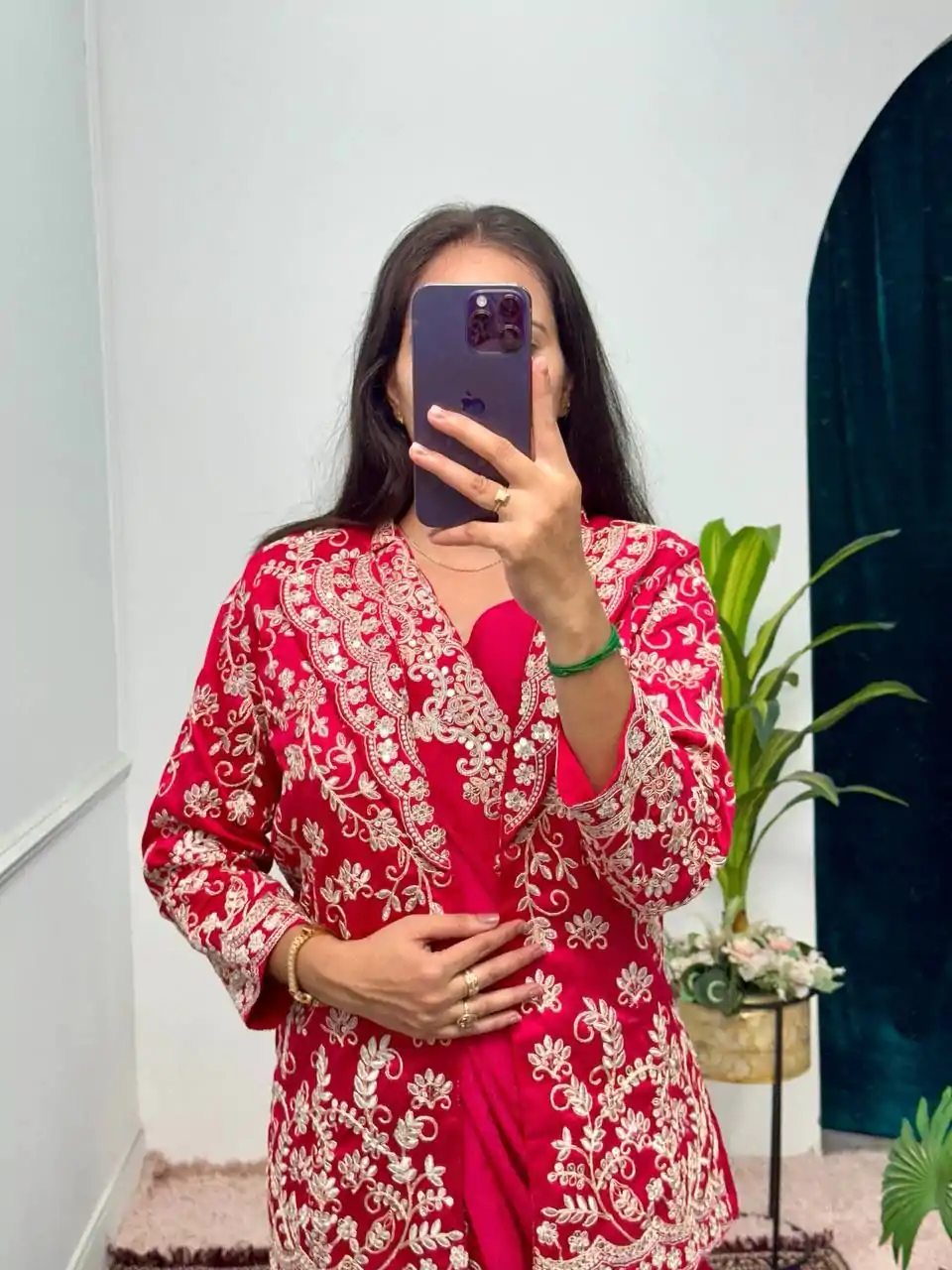 ST 1054 Red Color Chinon Work On Koti With Lace Border Saree Casual, Wedding, Festive, Events . Expected Delivery  4-6 Working Days @2199/- only                                                                                                                                           | Designer Sarees, Embroidered Sarees, Sarees, Bollywood Sarees, Creative Sarees, Ethnic Saree, Modern Digital sarees, Party Wear Sarees