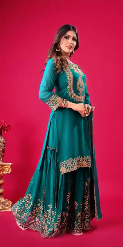 SRK 5242 Blue Faux Georgette Embroidery Sequence Work Salwar Suit  Casual, Wedding, Party, Festive, Events Etc.4-6 Working Days@ 2099/-only | Casual Suits, Jump Suits, Salwar suit, Creative suits, Designer Suits, Palazzo Suits, Party Wear Suits, Patiala Suits, Straight Suits