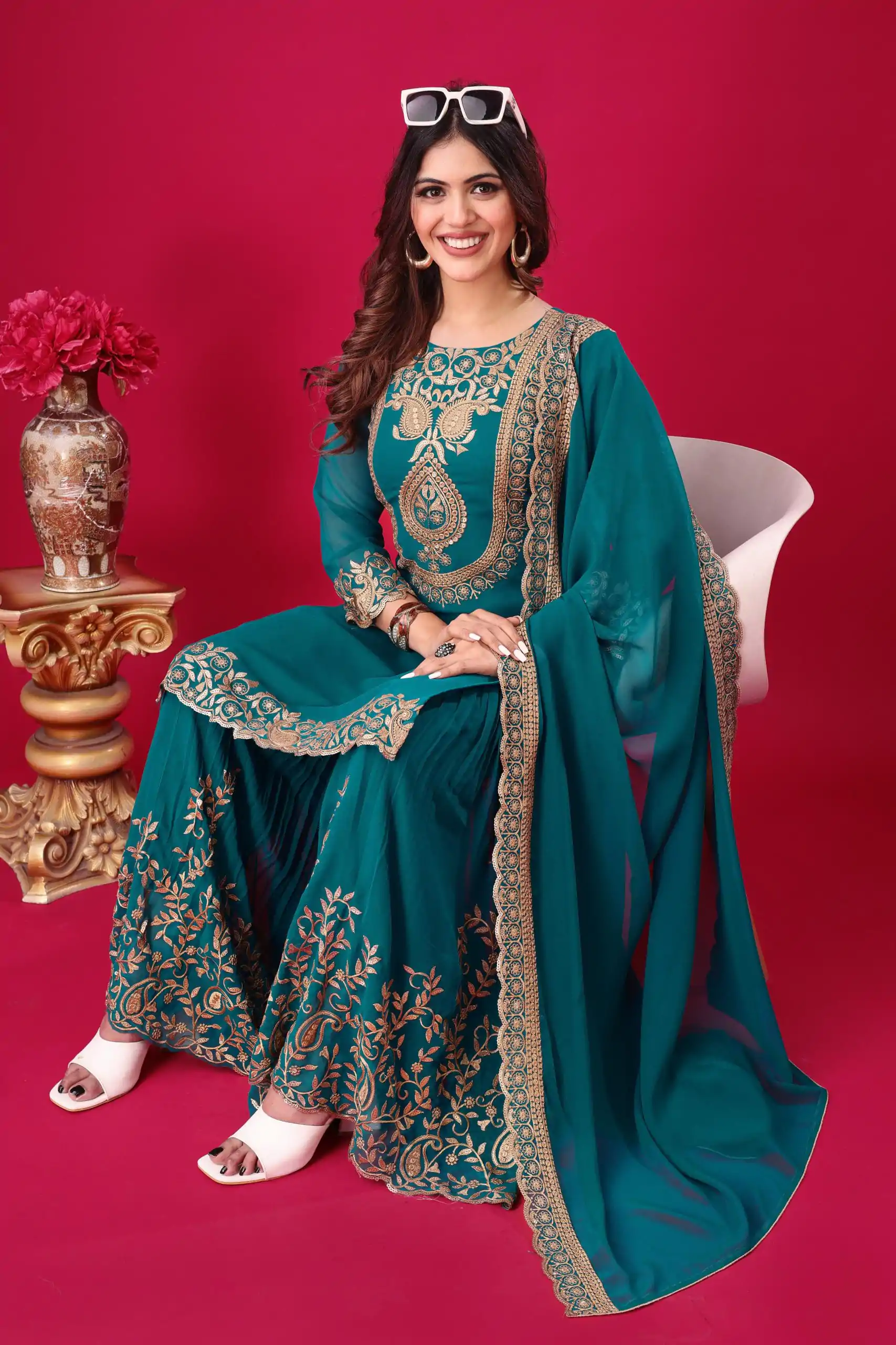 SRK 5242 Blue Faux Georgette Embroidery Sequence Work Salwar Suit  Casual, Wedding, Party, Festive, Events Etc.4-6 Working Days@ 2099/-only | Casual Suits, Jump Suits, Salwar suit, Creative suits, Designer Suits, Palazzo Suits, Party Wear Suits, Patiala Suits, Straight Suits