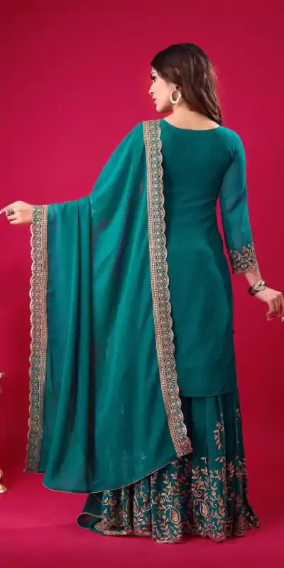 SRK 5242 Blue Faux Georgette Embroidery Sequence Work Salwar Suit  Casual, Wedding, Party, Festive, Events Etc.4-6 Working Days@ 2099/-only | Casual Suits, Jump Suits, Salwar suit, Creative suits, Designer Suits, Palazzo Suits, Party Wear Suits, Patiala Suits, Straight Suits