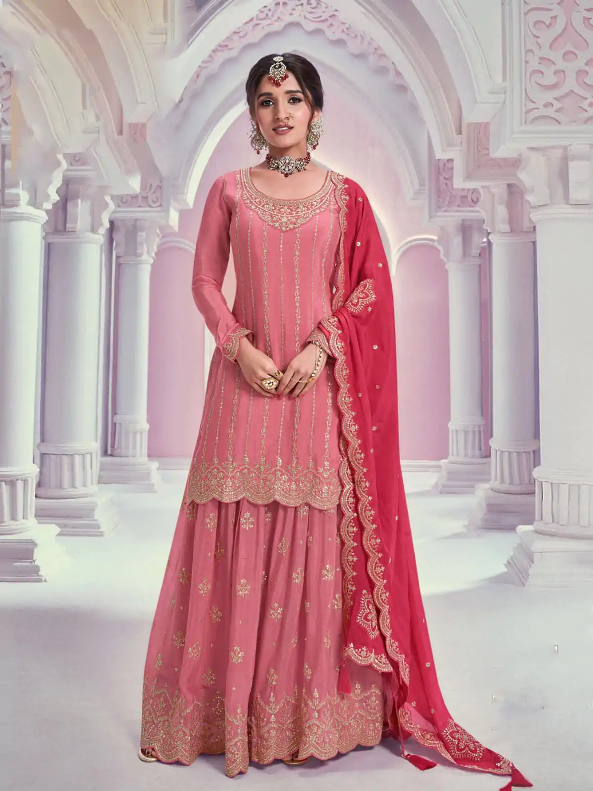 FC 69541 Light Pink Color Chinon Multi Coding Work Salwar Suit Casual, Wedding, Party, Festive, Events Etc.4-6 Working Days@ 2749/-only | Casual Suits, Jump Suits, Salwar suit, Creative suits, Designer Suits, Palazzo Suits, Party Wear Suits, Patiala Suits, Straight Suits