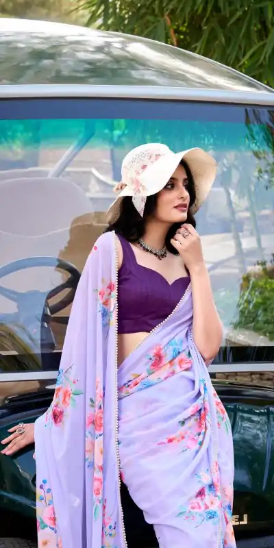 YNF 7041 Light Purple Color Weightless Marble Floral Printed Saree Casual, Wedding, Festive, Events . Expected Delivery  4-6 Working Days @1549/- only                                                                                                                                           | Designer Sarees, Embroidered Sarees, Sarees, Bollywood Sarees, Creative Sarees, Ethnic Saree, Modern Digital sarees, Party Wear Sarees