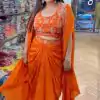 Amazing Orange Color Satin Silk Thread With Sequence Dhoti Suit