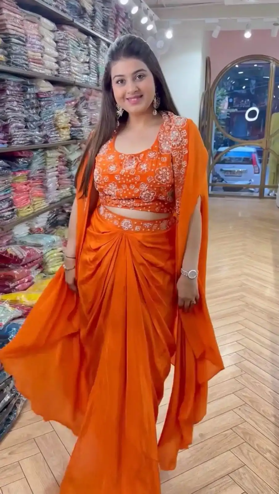 RTC 5859 Orange Color Satin Silk Thread With Sequence Dhoti Suit Casual, Wedding, Festive, Events. Expected Delivery  4-6 Working Days @1999/- only      | Casual Suits, Jump Suits, Salwar suit, Creative suits, Designer Suits, Palazzo Suits, Party Wear Suits, Patiala Suits, Straight Suits