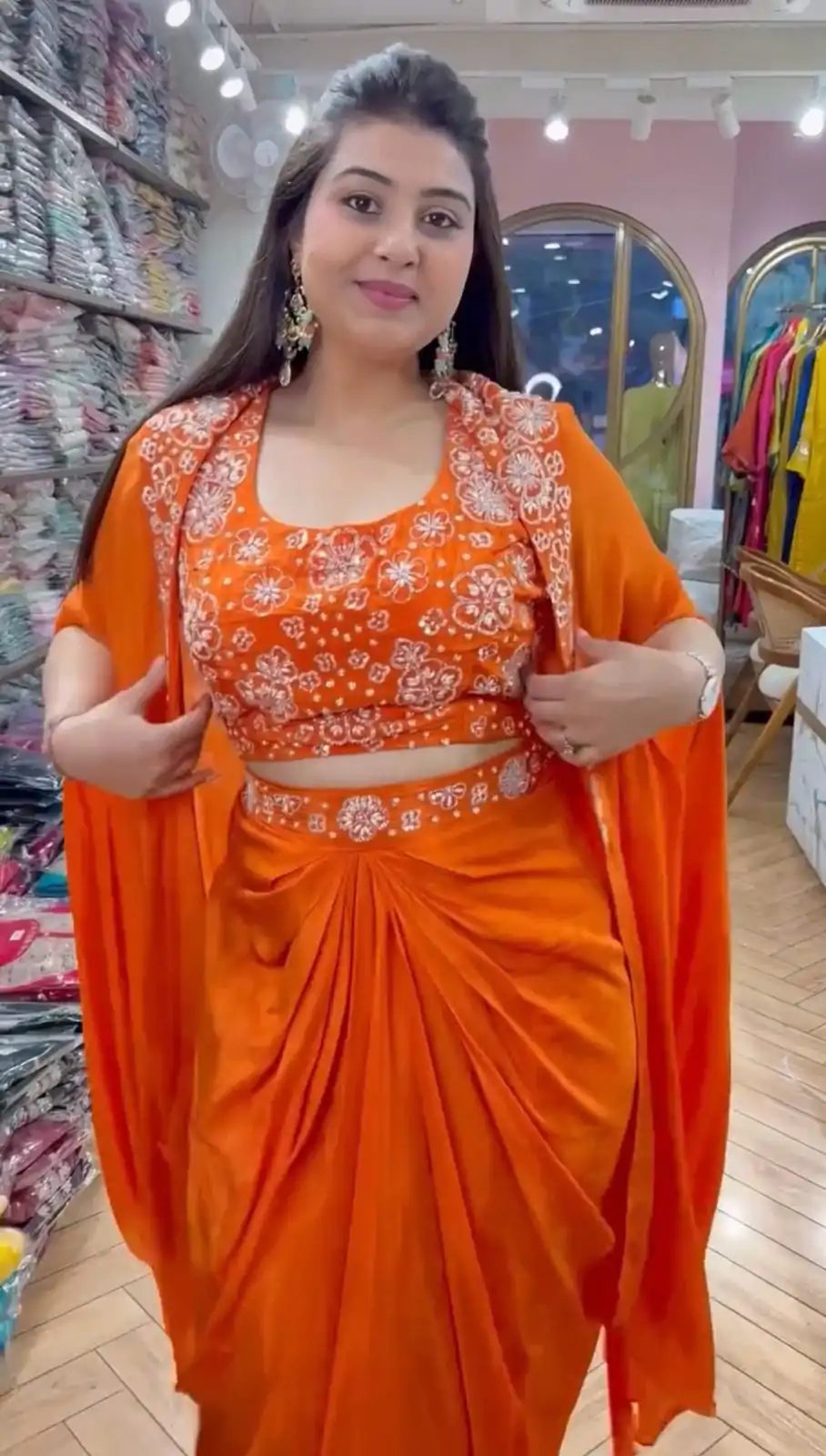 RTC 5859 Orange Color Satin Silk Thread With Sequence Dhoti Suit Casual, Wedding, Festive, Events. Expected Delivery  4-6 Working Days @1999/- only      | Casual Suits, Jump Suits, Salwar suit, Creative suits, Designer Suits, Palazzo Suits, Party Wear Suits, Patiala Suits, Straight Suits