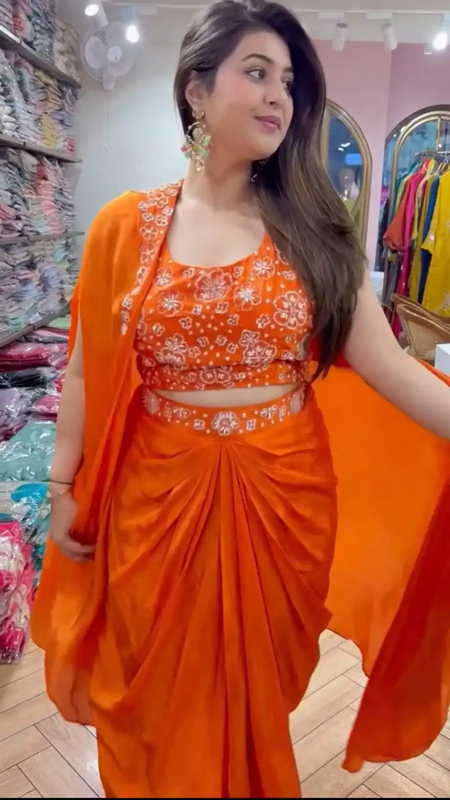 RTC 5859 Orange Color Satin Silk Thread With Sequence Dhoti Suit Casual, Wedding, Festive, Events. Expected Delivery  4-6 Working Days @1999/- only      | Casual Suits, Jump Suits, Salwar suit, Creative suits, Designer Suits, Palazzo Suits, Party Wear Suits, Patiala Suits, Straight Suits