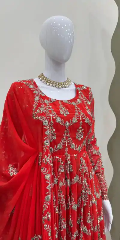 RTC 5806 Red Color Georgette Thread Sequence Work Salwar Suit Casual, Wedding, Festive, Events . Expected Delivery  4-6 Working Days @2249/- only      | Casual Suits, Jump Suits, Salwar suit, Creative suits, Designer Suits, Palazzo Suits, Party Wear Suits, Patiala Suits, Straight Suits