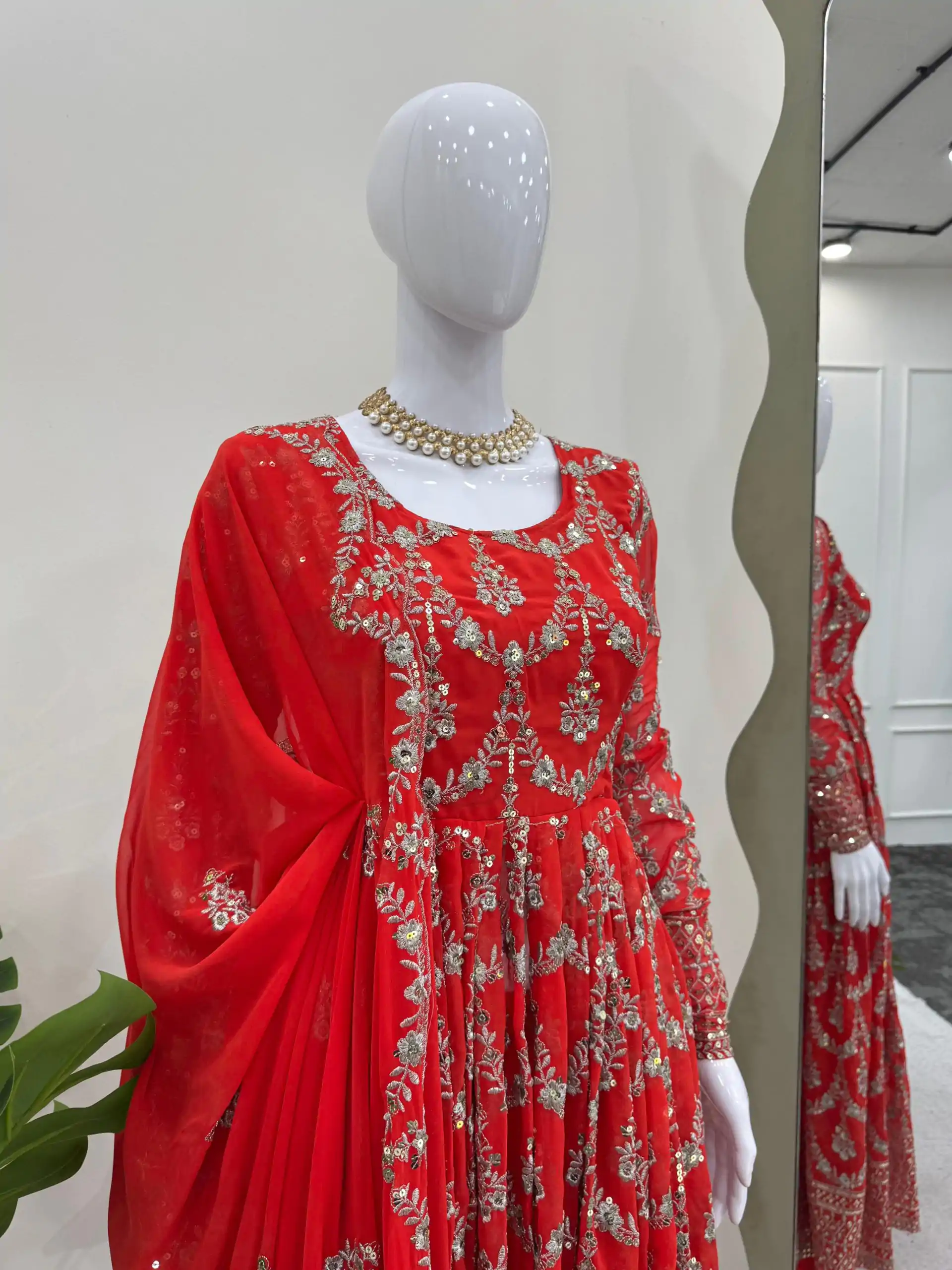 RTC 5806 Red Color Georgette Thread Sequence Work Salwar Suit Casual, Wedding, Festive, Events . Expected Delivery  4-6 Working Days @2249/- only      | Casual Suits, Jump Suits, Salwar suit, Creative suits, Designer Suits, Palazzo Suits, Party Wear Suits, Patiala Suits, Straight Suits