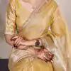 YNF 7114 Gold Color Tissue Shimmer Zari Weaving Work Saree Casual, Wedding, Festive, Events . Expected Delivery  4-6 Working Days @1699/- only                                                                                                                   | Designer Sarees, Embroidered Sarees, Sarees, Bollywood Sarees, Creative Sarees, Ethnic Saree, Modern Digital sarees, Party Wear Sarees
