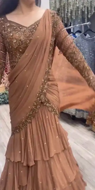 RTC 6489 Light Brown Color Georgette Thread With Sequence Lehenga Choli Casual, Wedding, Festival, Events, Expected, Delivery 4-5 Working Days @2399 | Lehenga, Bollywood Lehenga, Creative Lehenga, Designer Lehenga, Embroidered Lehenga, Party Wear Lehenga