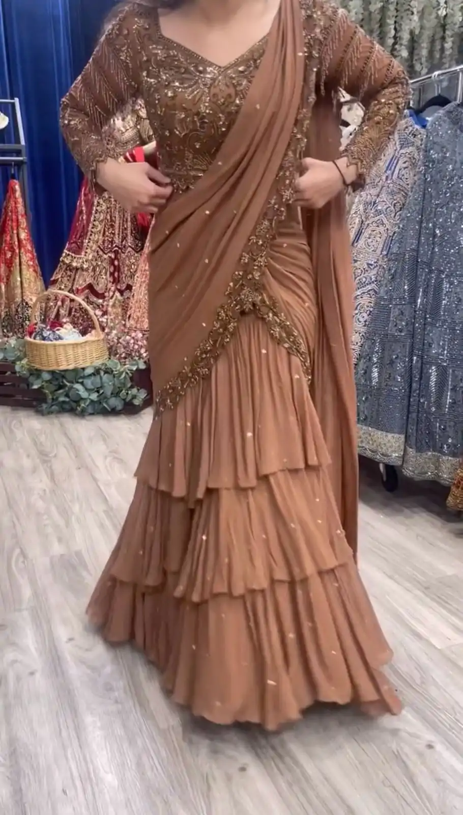 RTC 6489 Light Brown Color Georgette Thread With Sequence Lehenga Choli Casual, Wedding, Festival, Events, Expected, Delivery 4-5 Working Days @2399 | Lehenga, Bollywood Lehenga, Creative Lehenga, Designer Lehenga, Embroidered Lehenga, Party Wear Lehenga