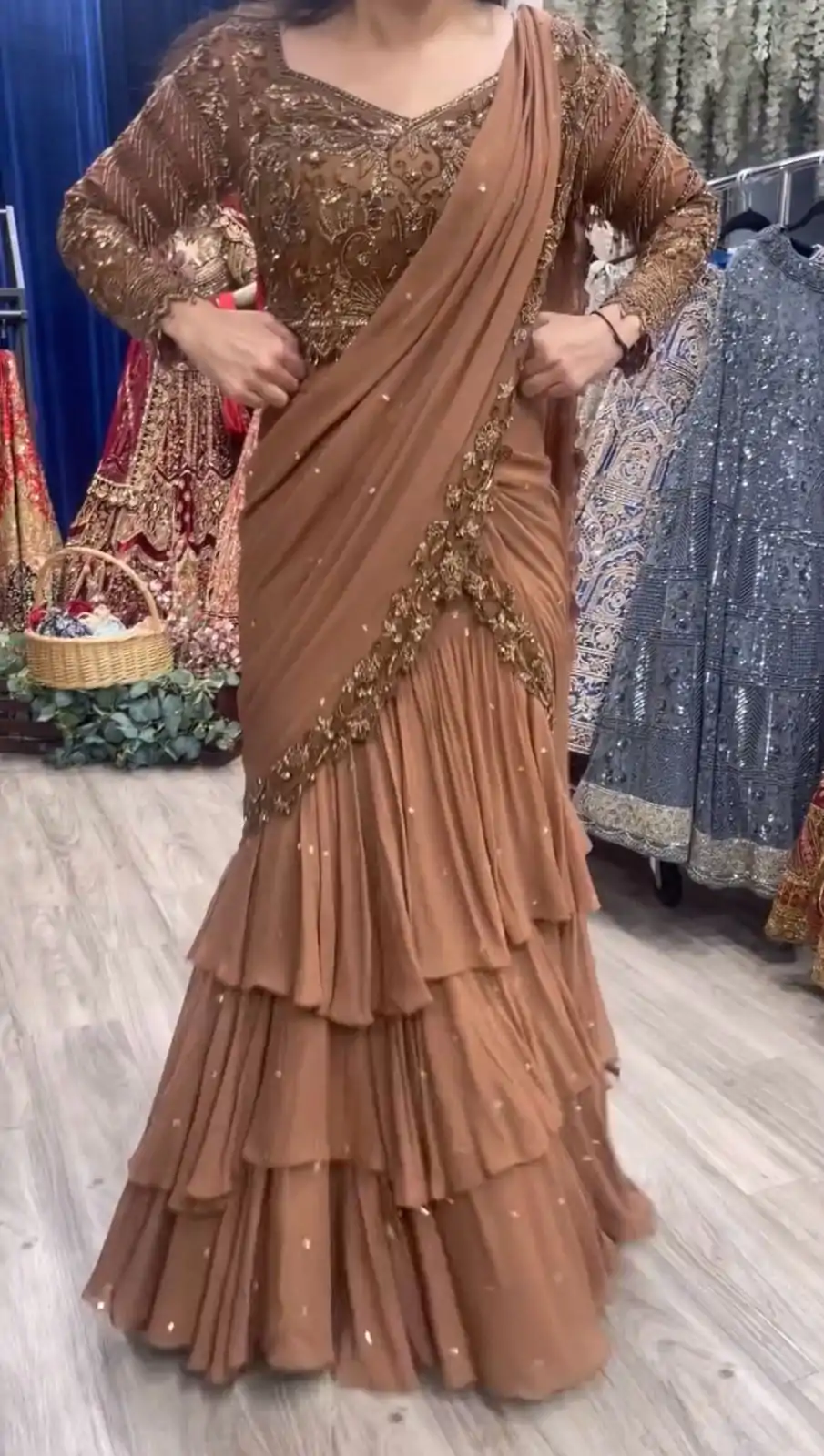RTC 6489 Light Brown Color Georgette Thread With Sequence Lehenga Choli Casual, Wedding, Festival, Events, Expected, Delivery 4-5 Working Days @2399 | Lehenga, Bollywood Lehenga, Creative Lehenga, Designer Lehenga, Embroidered Lehenga, Party Wear Lehenga