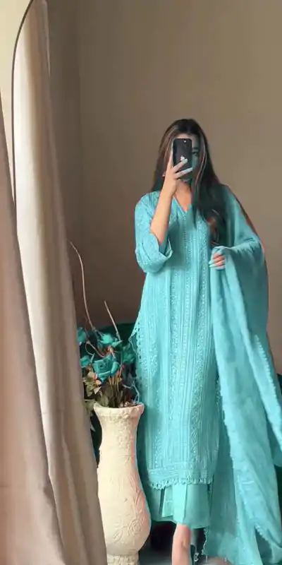  BE 322 Blue Color Chinon Cotton Thread Embroidery Work Salwar Suit Casual, Wedding, Party, Festive, Events Etc.4-6 Working Days@ 2099/-only | Casual Suits, Jump Suits, Salwar suit, Creative suits, Designer Suits, Palazzo Suits, Party Wear Suits, Patiala Suits, Straight Suits